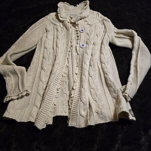 Girl's Cream Cable Knit Sweater